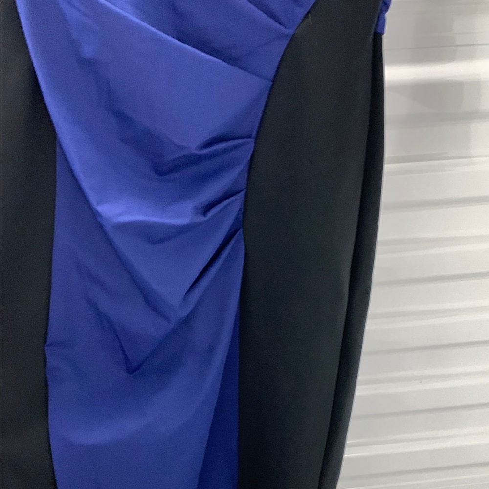 Blue Asymmetrical Ruched Sheath Dress - Picture 9 of 13